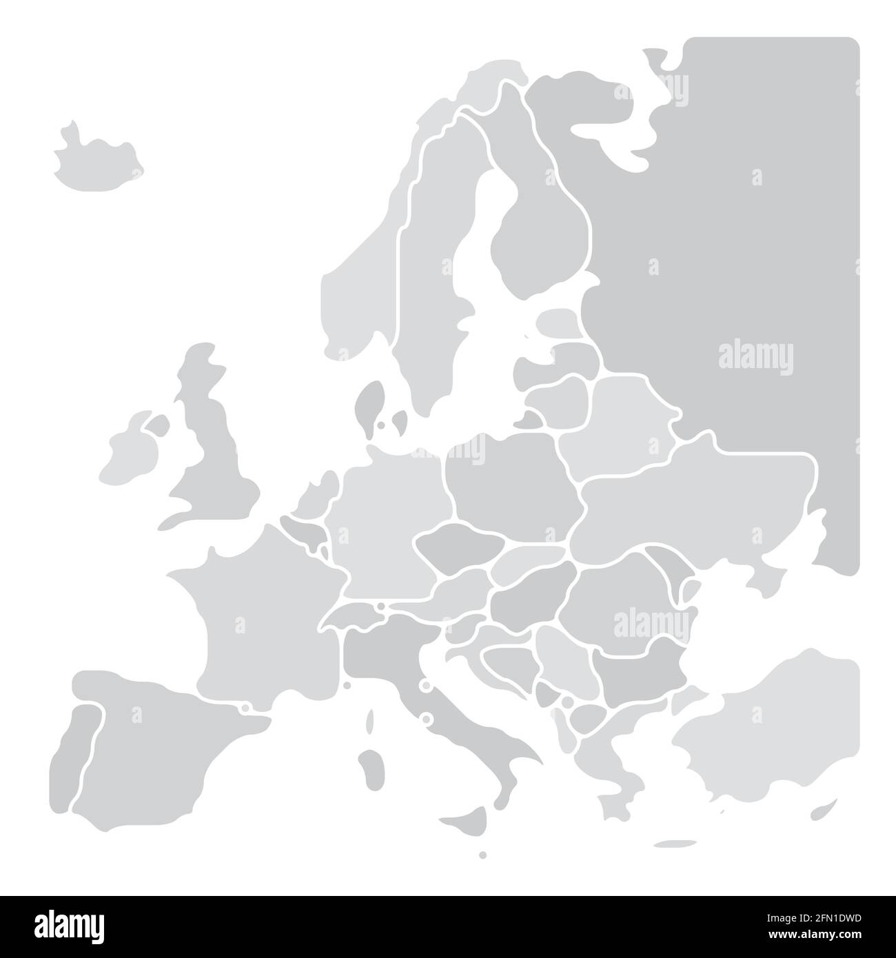 Vereinfachte, reibungslose Karte von Europa Stock Vektor