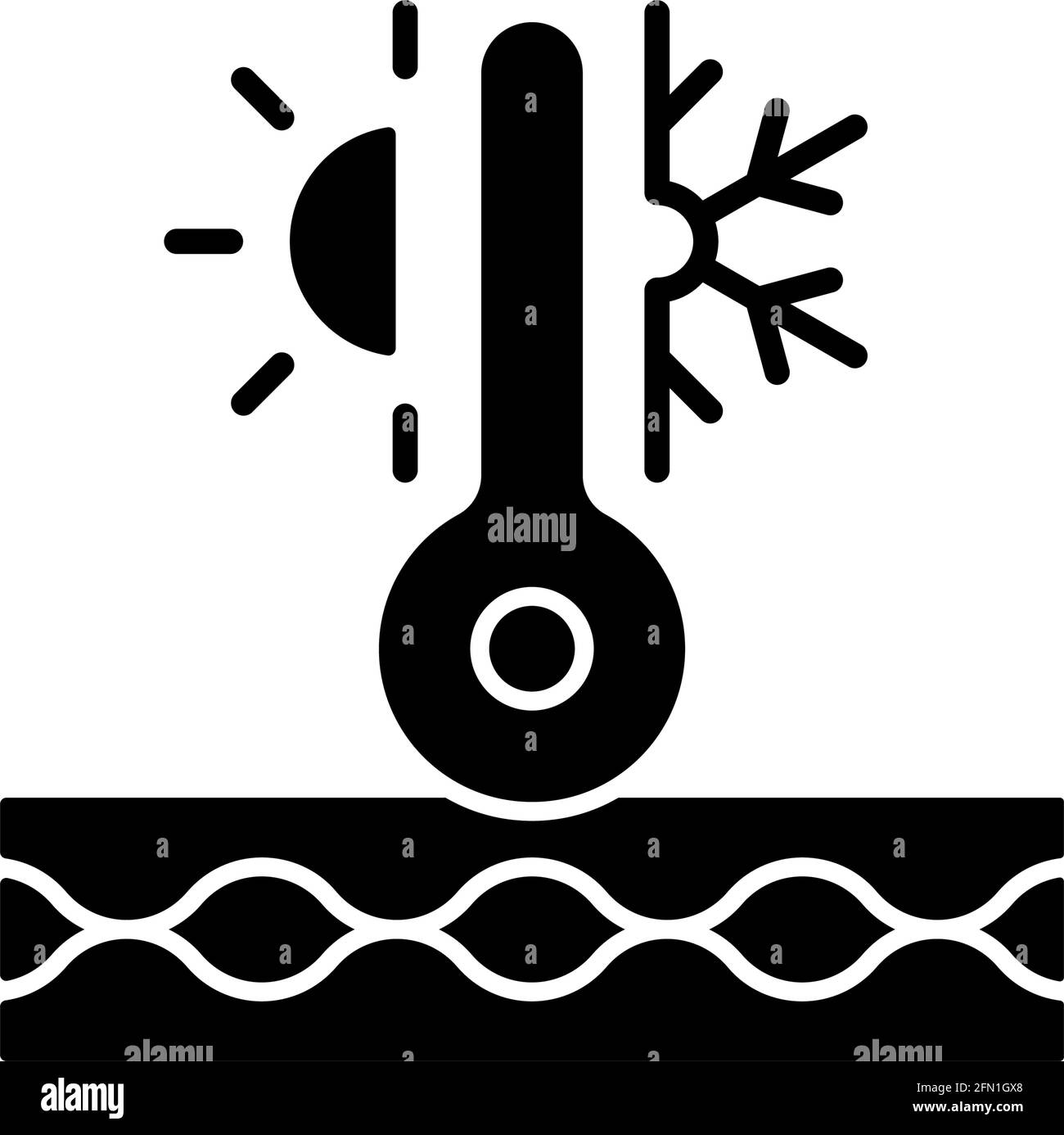 Wärmeisoliertes Material mit schwarzem Glyphen-Symbol Stock Vektor