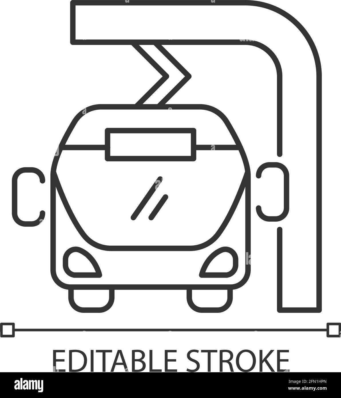 Elektrisches Symbol für das Laden des Elektrobusses auf der Strecke Stock Vektor