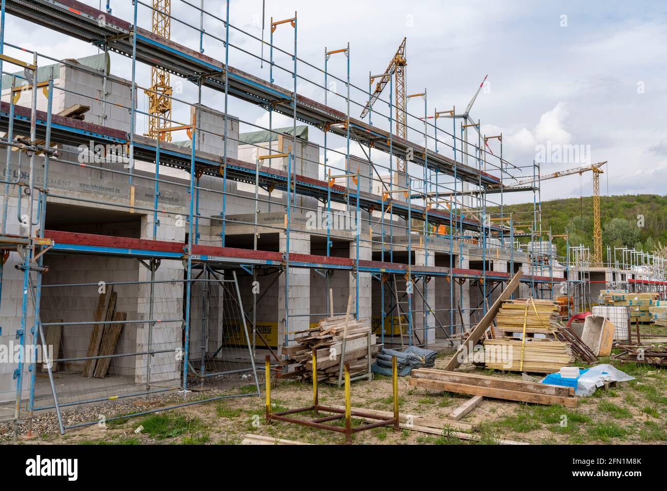 Neues Wohnviertel mit 150 Parzellen, auf dem Gelände des ehemaligen Kohlebergwerks der AG Lohberg in Dinslaken, wird die Siedlung mit grüner Energie und versorgt Stockfoto