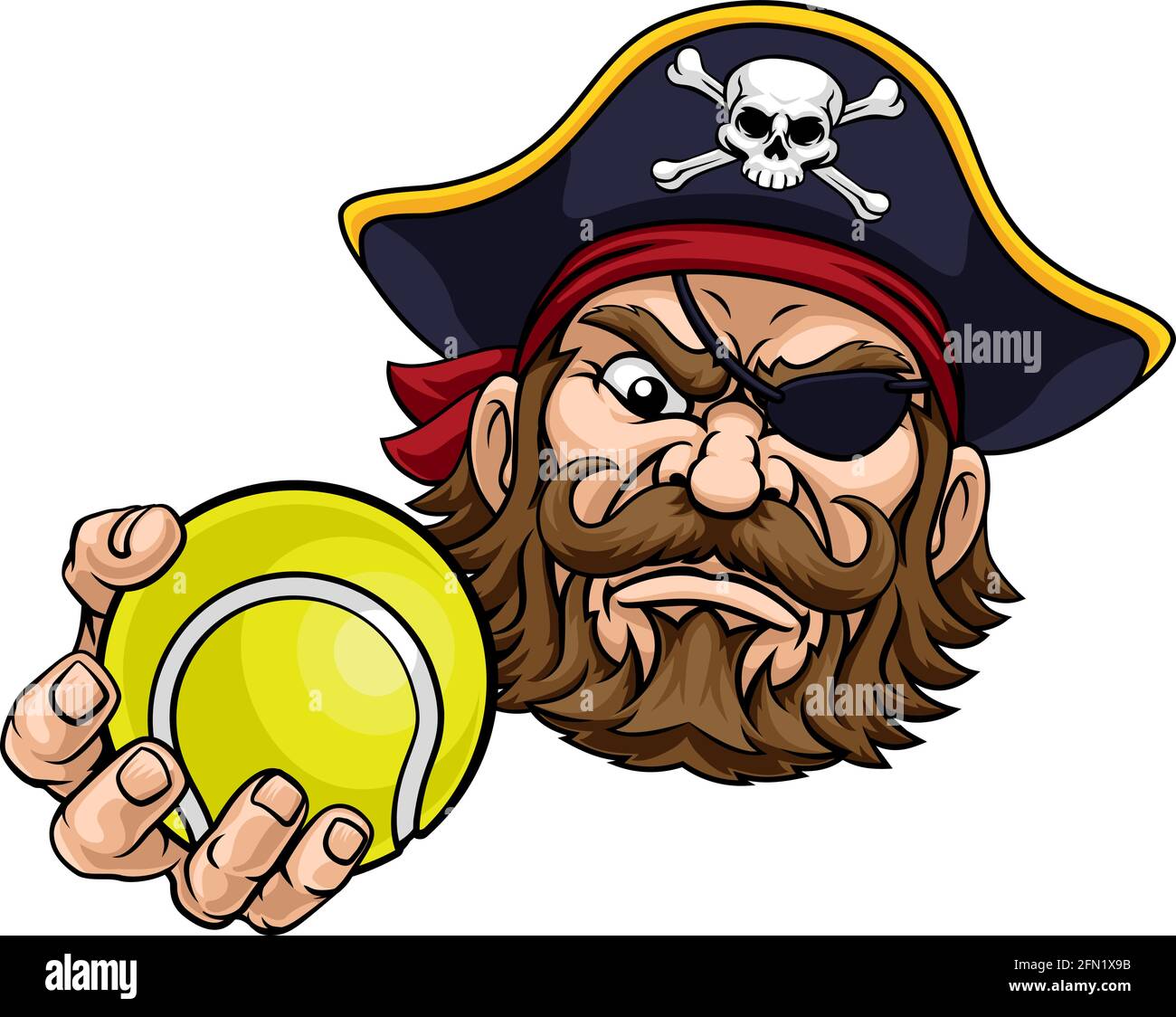 Pirate Tennis Ball Sport Maskottchen Cartoon Stock Vektor