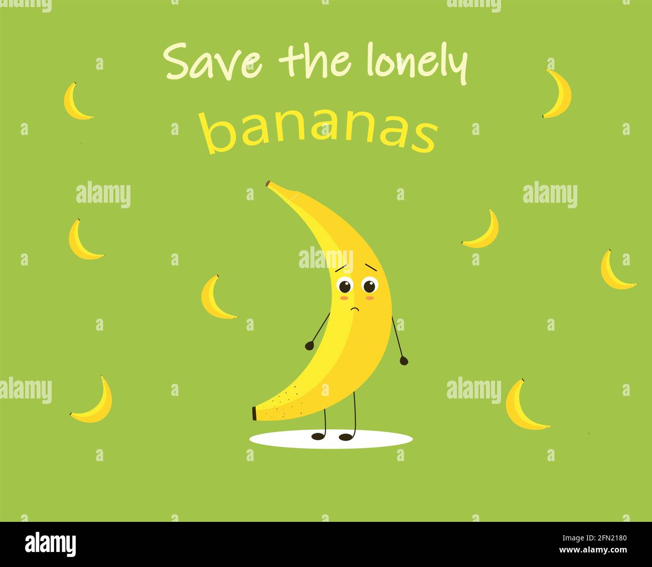 Bunte Vektor für die Rettung der einsamen Bananen. Plakat zum bewussten Konsum für Geschäfte und Märkte Stock Vektor