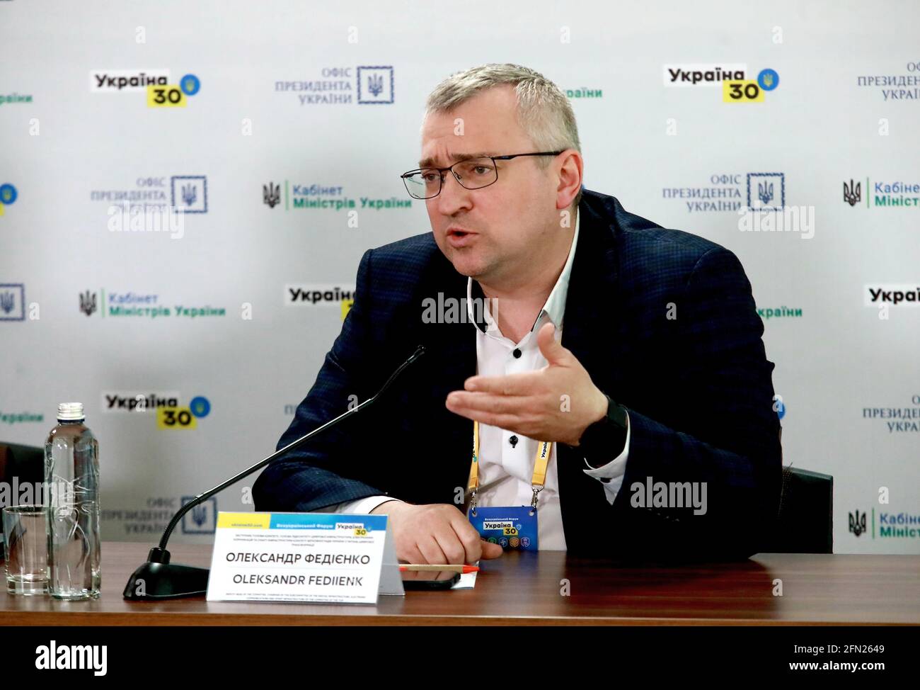 KIEW, UKRAINE - 13. MAI 2021 - Stellvertretender Vorsitzender des Ausschusses, Vorsitzender des Unterausschusses für digitale Infrastruktur, elektronische Kommunikation und Stockfoto