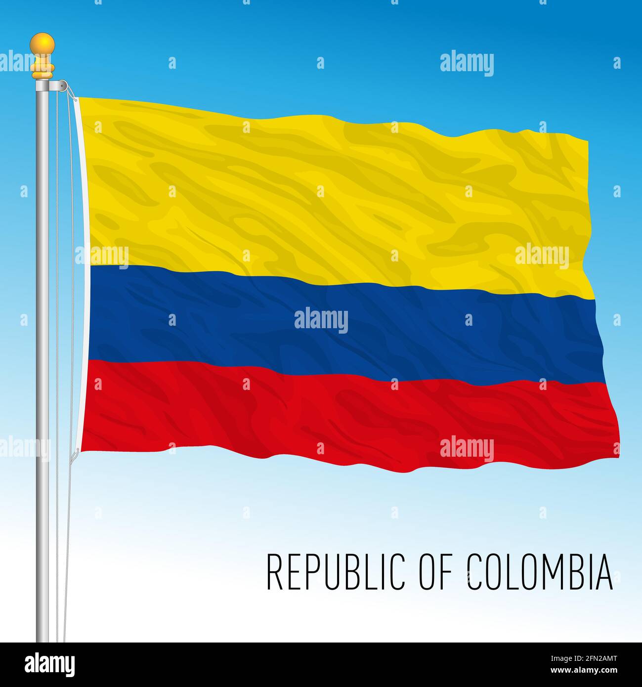 Kolumbien offizielle Nationalflagge, Südamerika, Vektorgrafik Stock Vektor