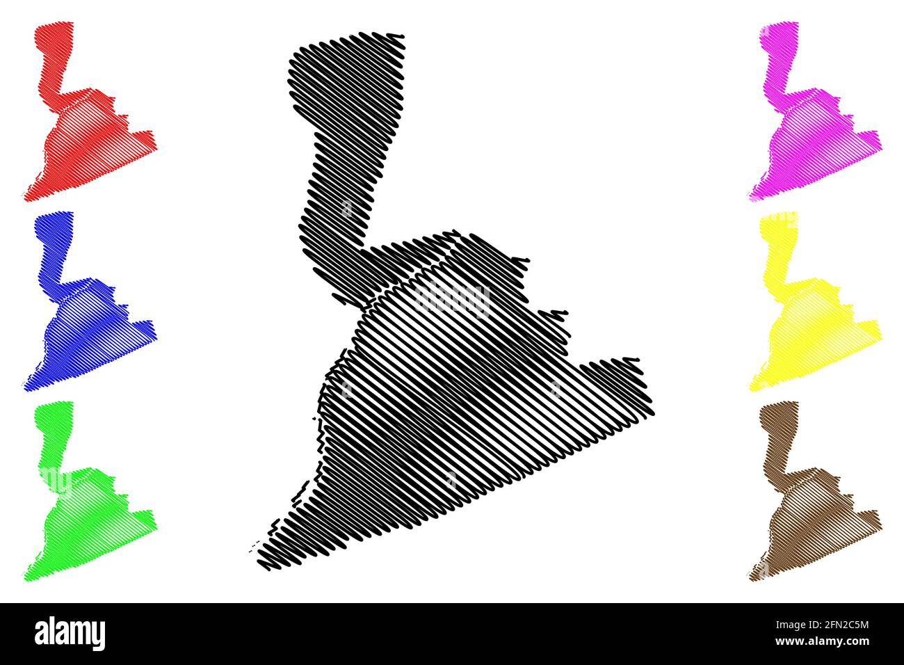 Northumberland County, Commonwealth of Pennsylvania (U.S. County, United States of America, USA, U.S., US) Kartenvektordarstellung, Scribble-Skizze Nein Stock Vektor