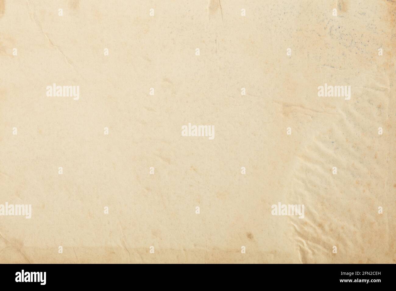 Altes Papier mit gebeiztem Teil und Feuchtigkeit Zeichen Textur Hintergrund Stockfoto