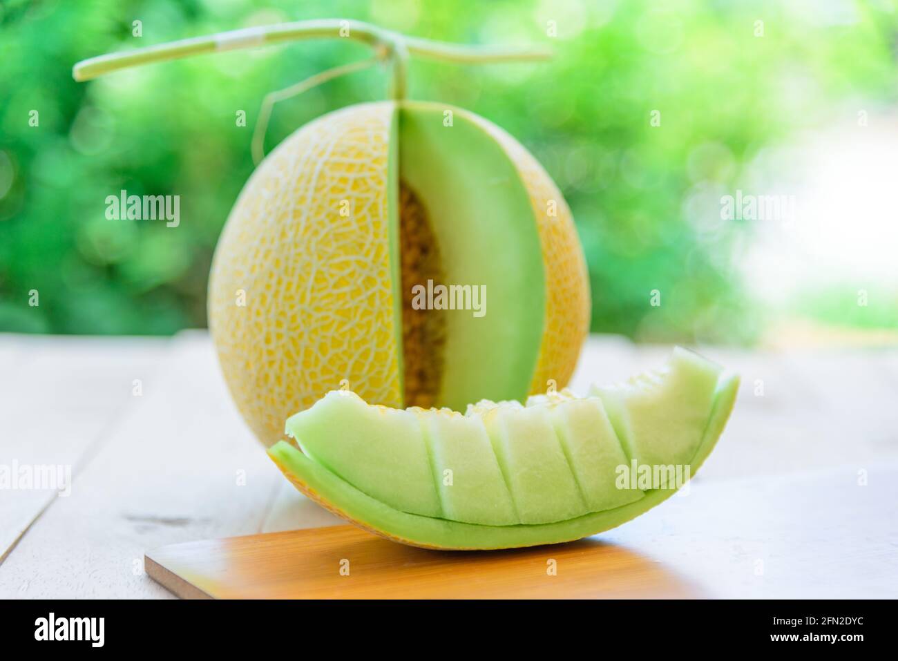 Frische süße goldene Melone Stockfoto