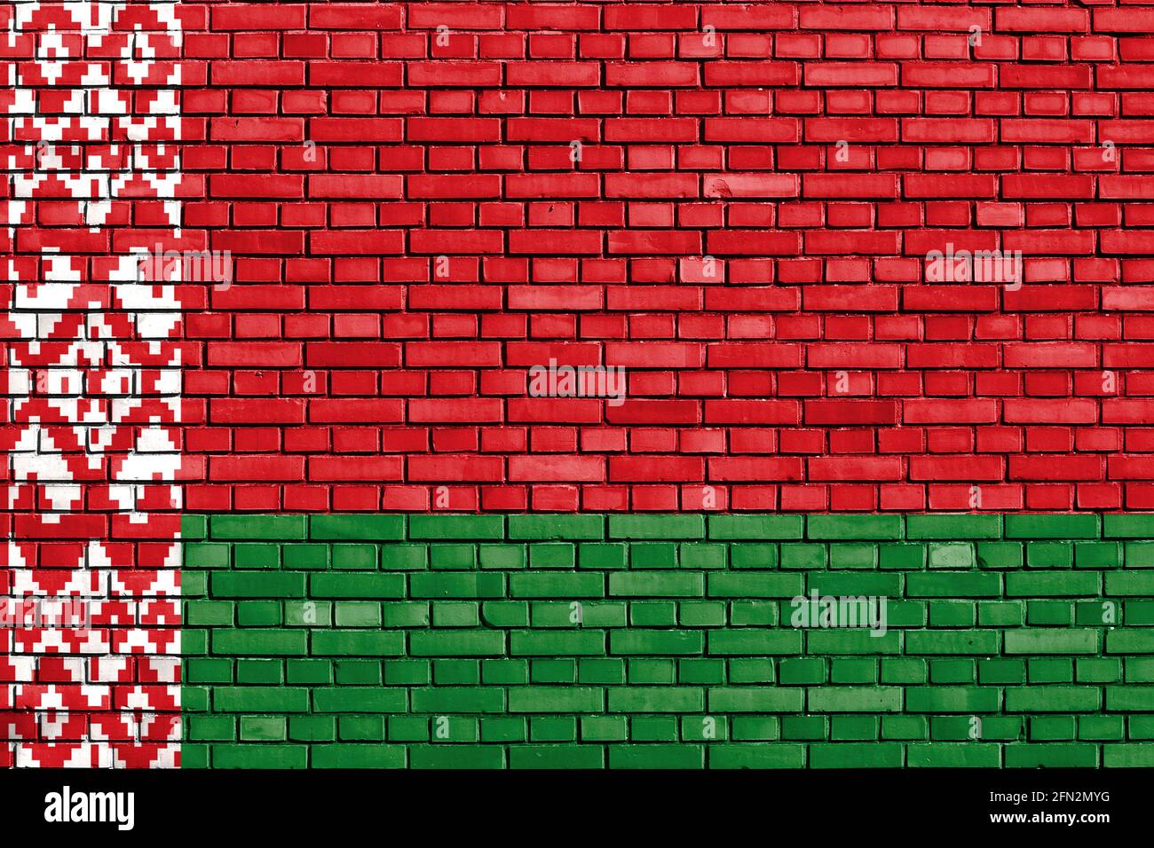 Flagge der Republik Belarus auf die Mauer gemalt Stockfoto