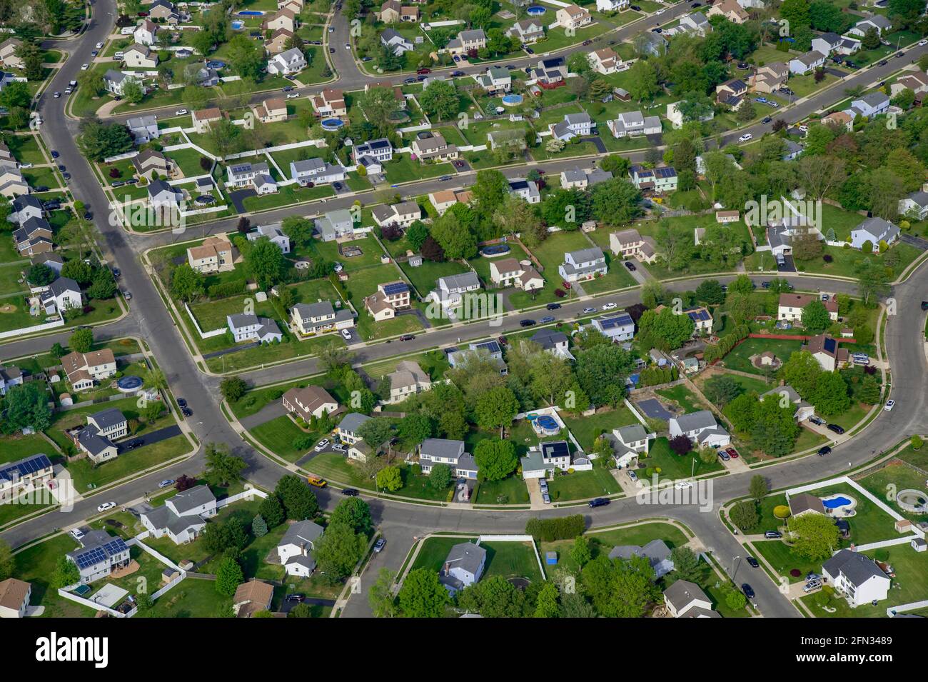 Luftaufnahme des Vorstadtviertels, Pennsylvania, USA Stockfoto