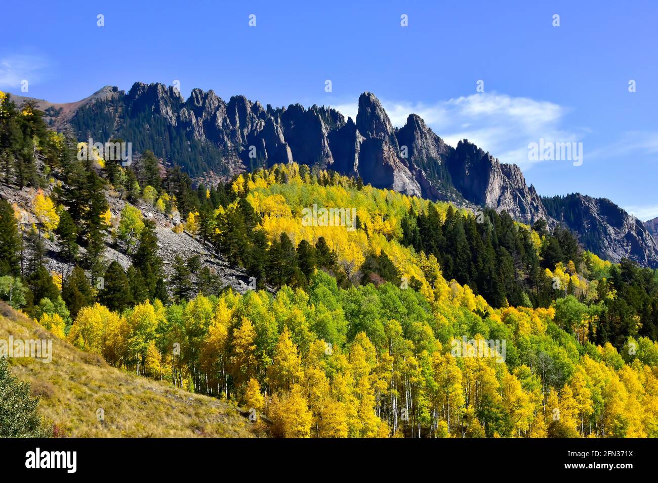 Herbstfarben auf dem San Juan Skyway in Colorado Stockfoto