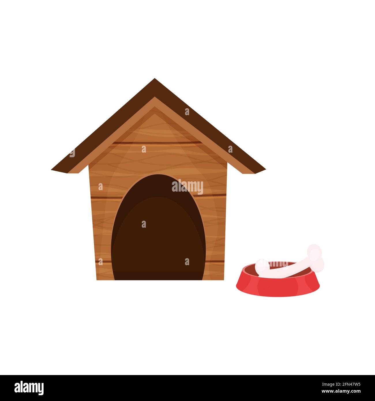 Lustige hundehütte, hölzerne Zwinger im CartoonStil isoliert auf