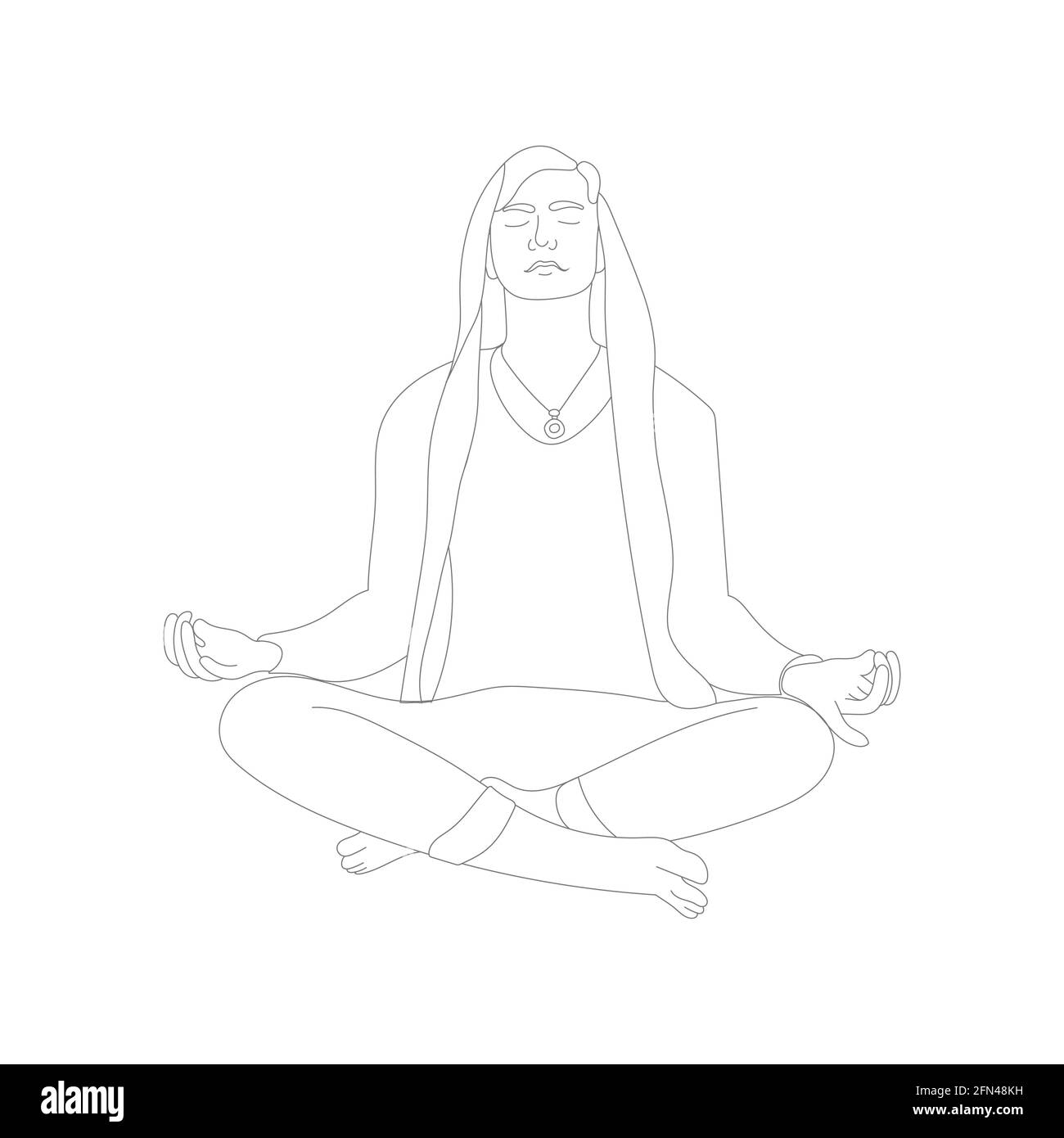 Meditierender Mensch Linie Kunst. Menschliche Charakter Vektor Illustration. Stock Vektor