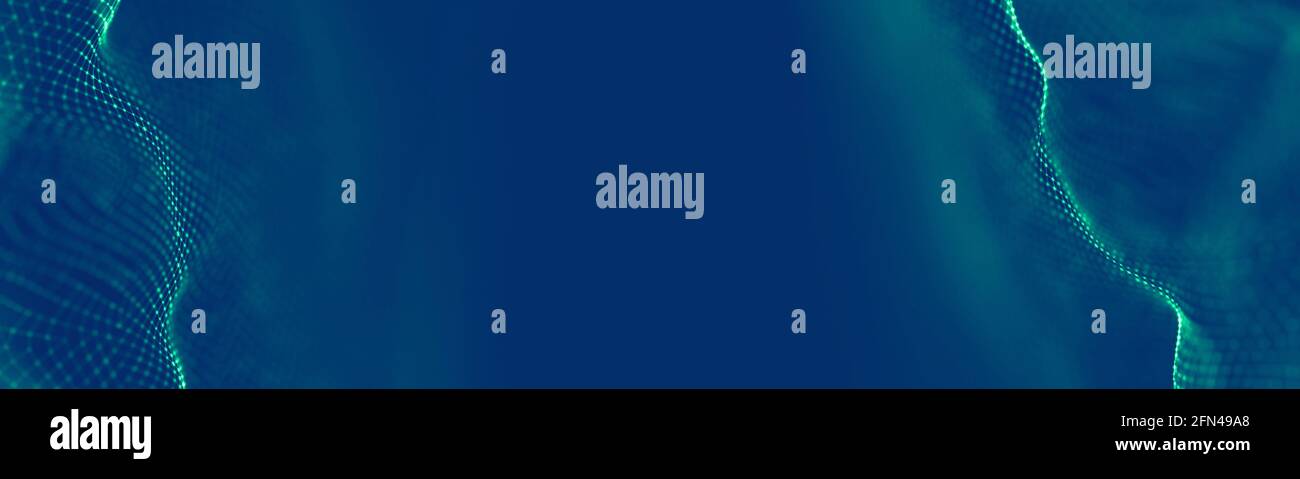 Abstrakter Hintergrund der Wissenschaftstechnologie. Blauer futuristischer Hintergrund für die digitale Datenvisualisierung. Kommunikationsnetzwerk abstrakter Wellenhintergrund. Stockfoto