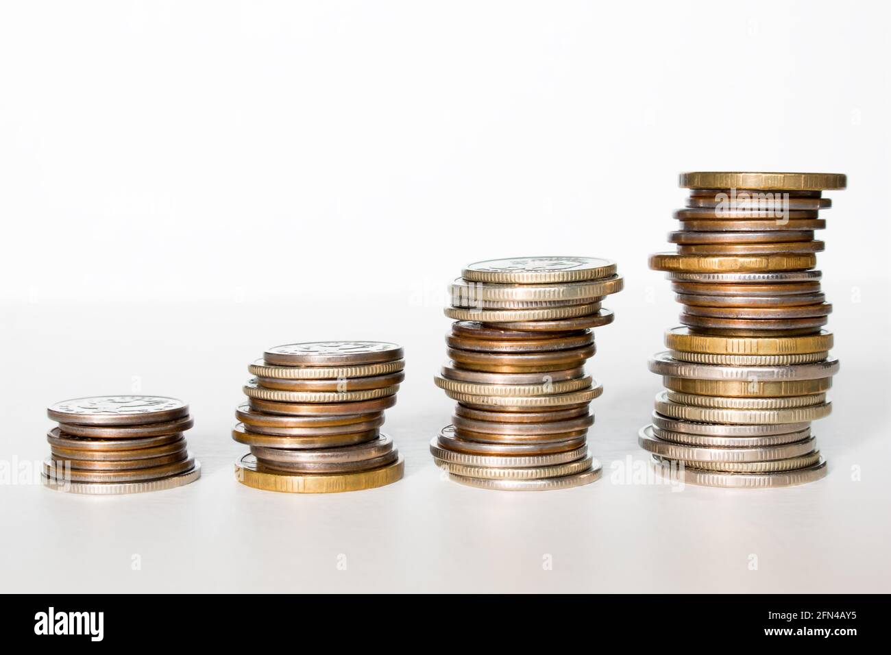 Stapel von Geldmünzen, Business Growth Finance Konzept Stockfoto