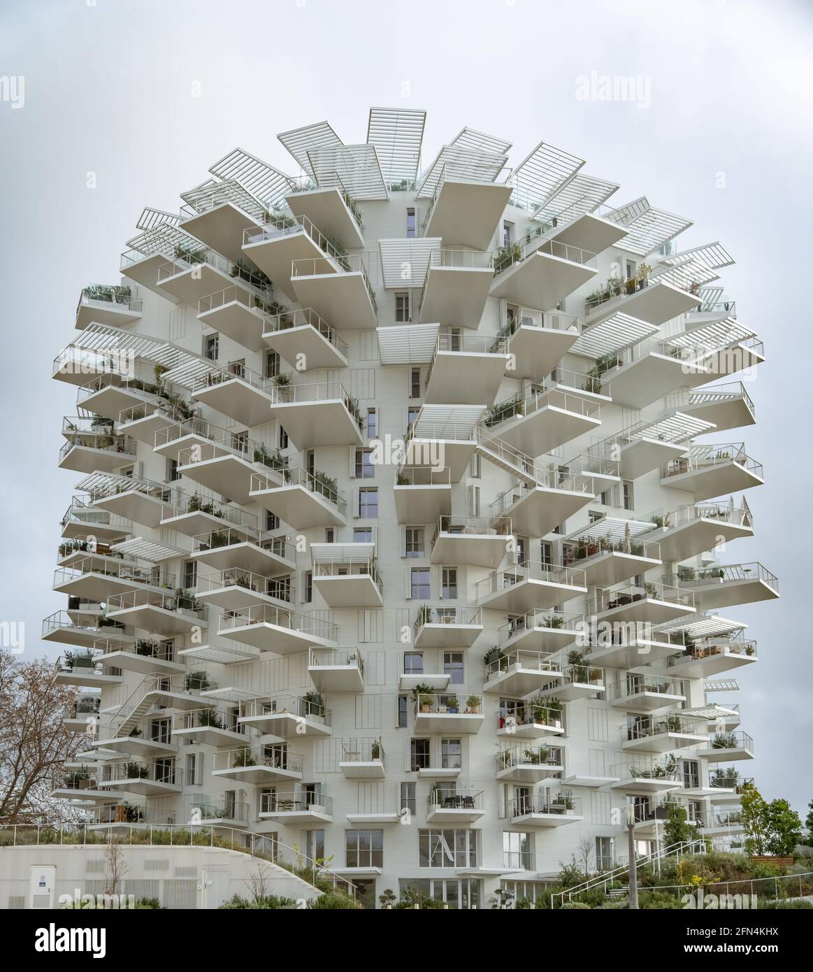 Das ikonische Gebäude L'arbre Blanc in Montpellier, Frankreich Stockfoto