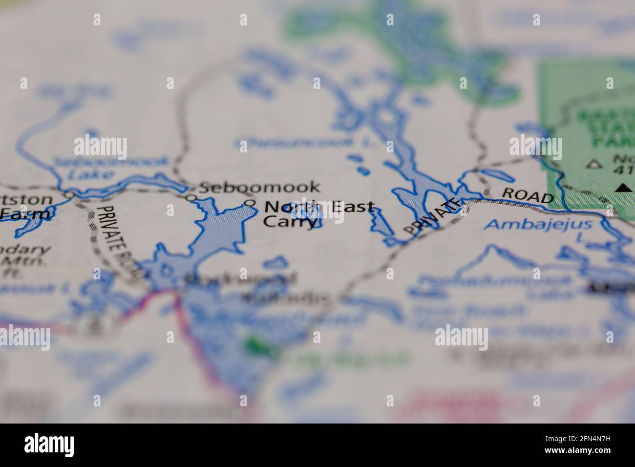 North East Carry Maine USA auf einer Geographie-Karte dargestellt Oder Straßenkarte Stockfoto