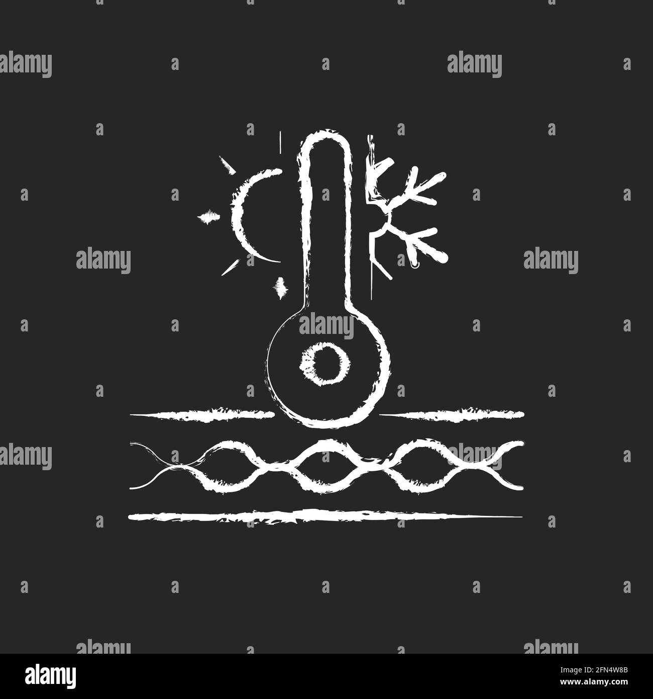 Wärmeisoliertes Gewebe mit einem kalkweißen Symbol auf schwarzem Hintergrund Stock Vektor