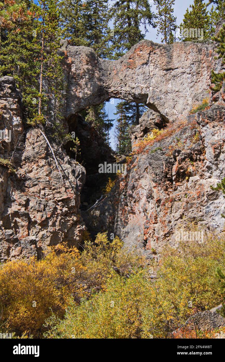 Natural Bridge im Yellowstone National Park in Wyoming in der USA Stockfoto