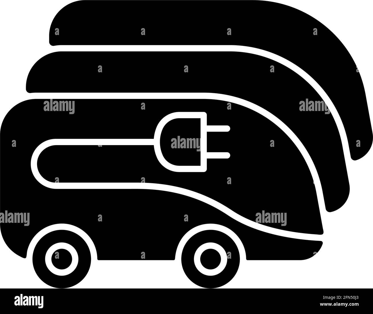 Laden im elektrischen Busdepot, schwarzes Glyphen-Symbol Stock Vektor