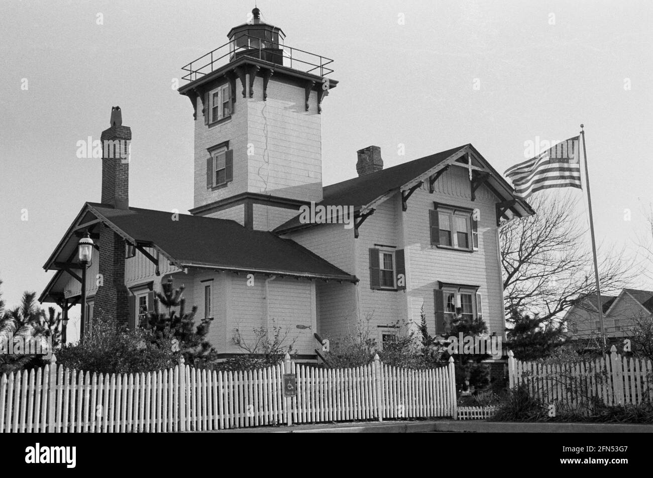 Hereford Inlet Lighthouse, Wildwood, NJ, November 1992. Teil einer Serie von 35 Leuchttürmen an der amerikanischen Ostküste, die zwischen November 1992 und September 1993 fotografiert wurden. Stockfoto