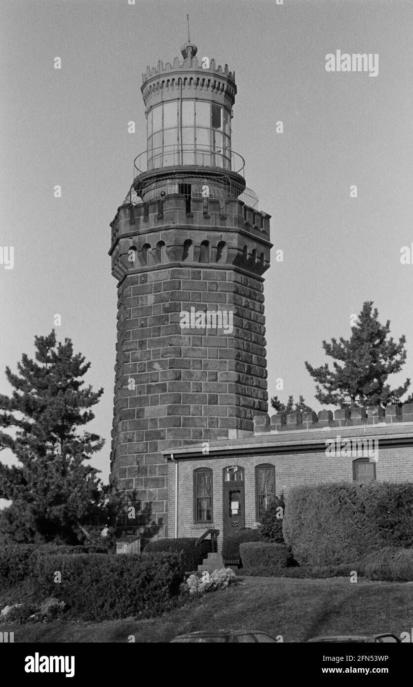 NAVESINK Twin Lights, Highlands, NJ, November 1992. Teil einer Serie von 35 Leuchttürmen an der amerikanischen Ostküste, die zwischen November 1992 und September 1993 fotografiert wurden. Stockfoto