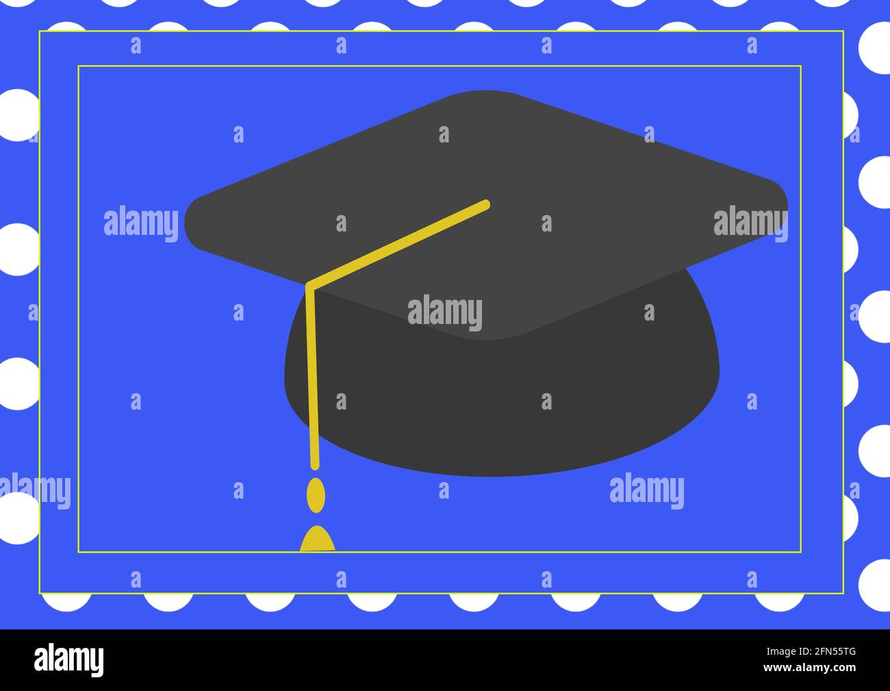 Zusammensetzung der Graduierung Hut in Rahmen auf blauem Hintergrund Stockfoto