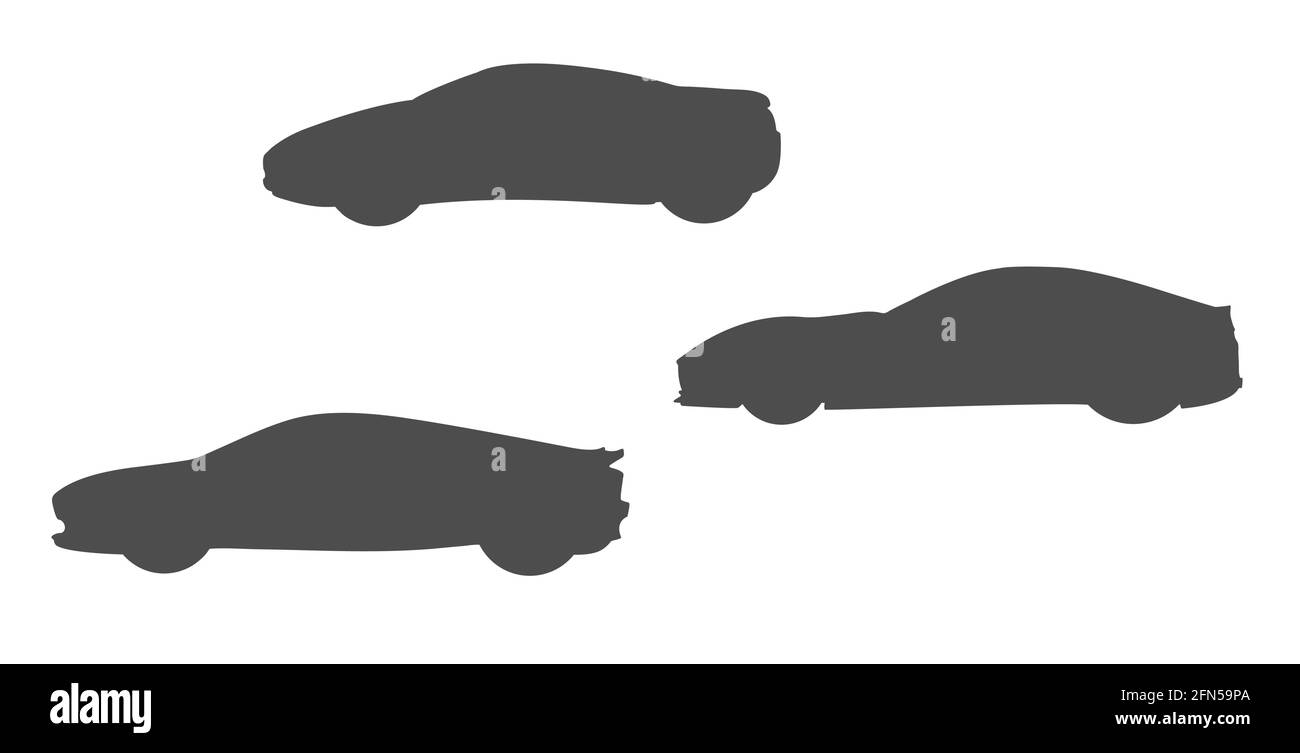 Set aus Silhouetten eines abstrakten Sportwagens. Lineare Vektordarstellung. Flacher Style Stock Vektor