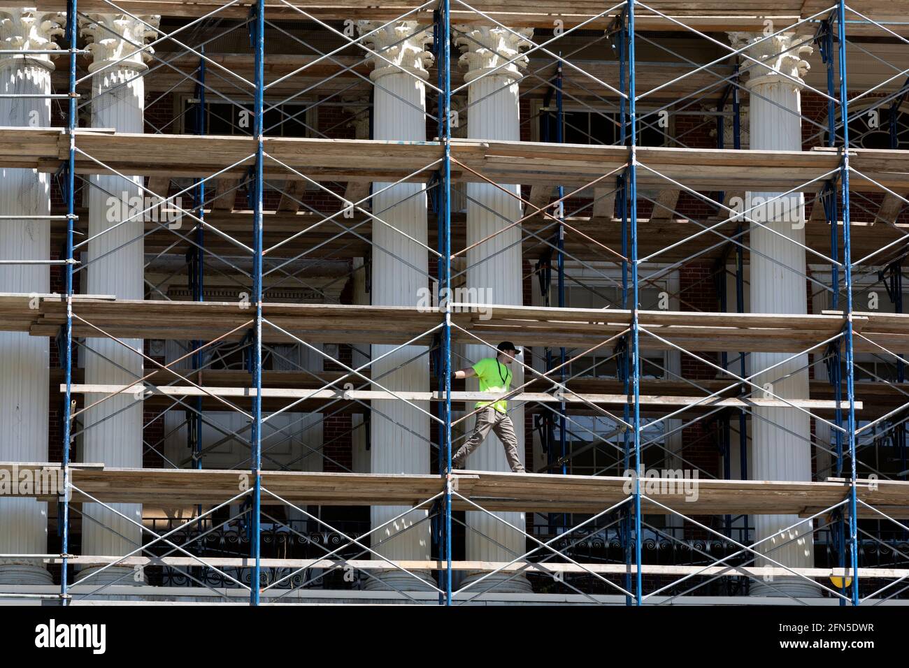 Gerüste an der Fassade des Massachusetts Statehouse, Boston Stockfoto