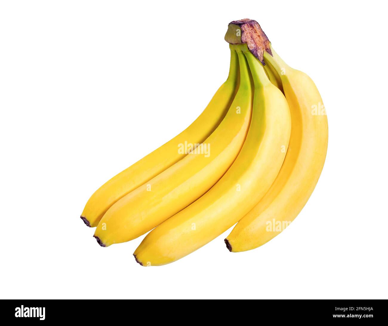 Bananenfrüchte auf weißem Hintergrund isoliert. Stockfoto