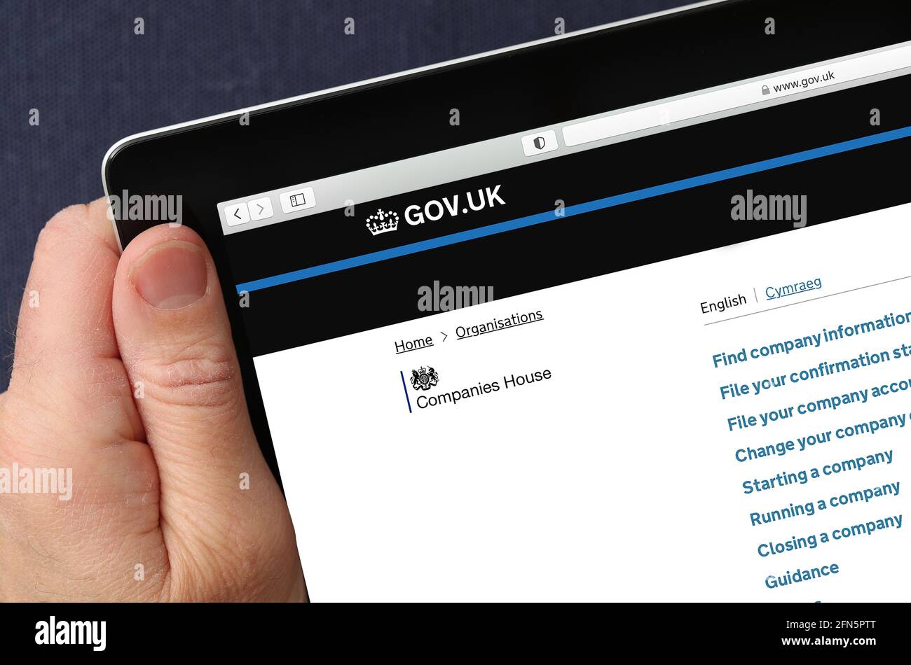 Website von Companies House auf einem iPad angesehen (nur für redaktionelle Zwecke) Stockfoto