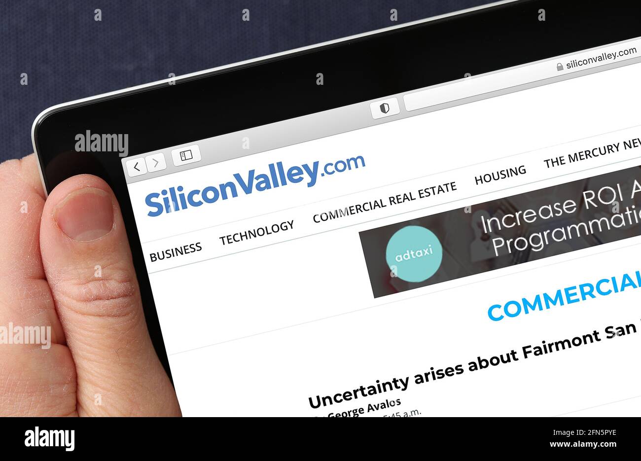 Website von Silicon Valley auf einem iPad angesehen. (Nur für redaktionelle Zwecke) Stockfoto