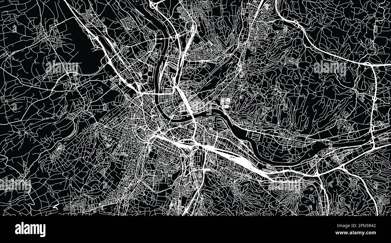 Städtischer Vektor Stadtplan von Basel, Schweiz, Europa Stock Vektor