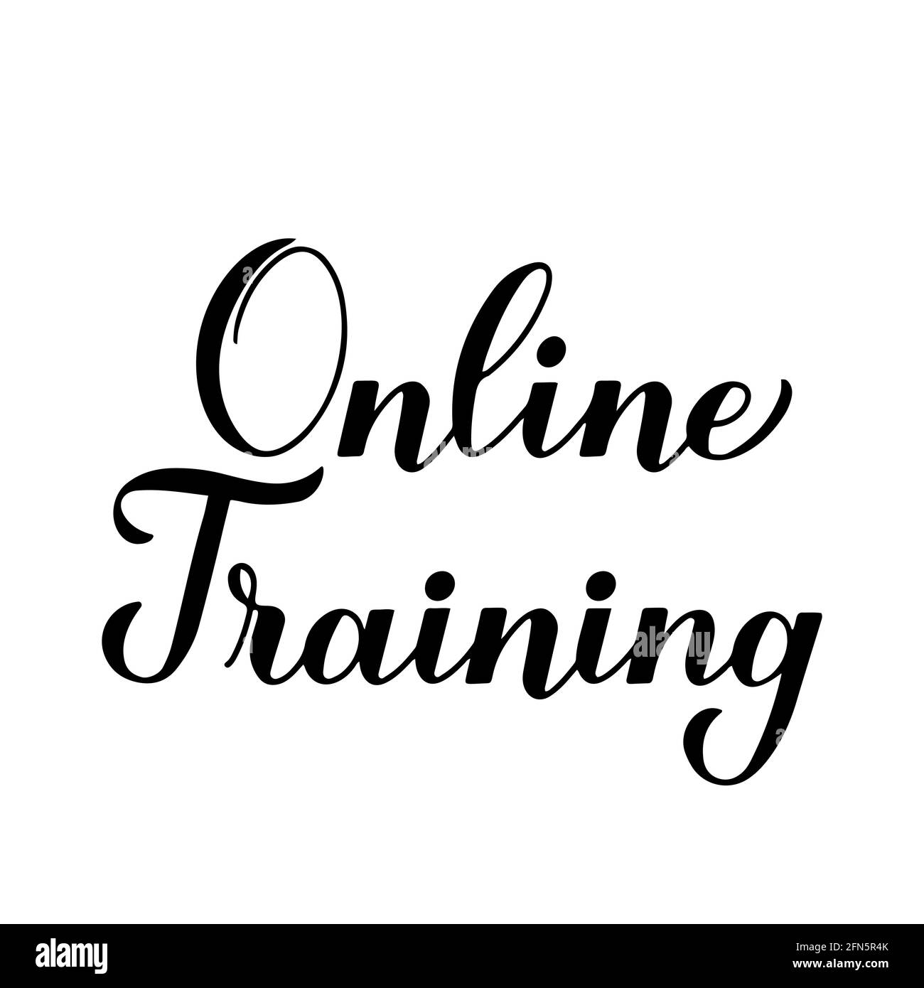 Online-Training Kalligraphie Schrift isoliert auf weißem Hintergrund. Fernunterricht über das Internet. Vektorvorlage für Social Media, Aufkleber, Banner, Stock Vektor