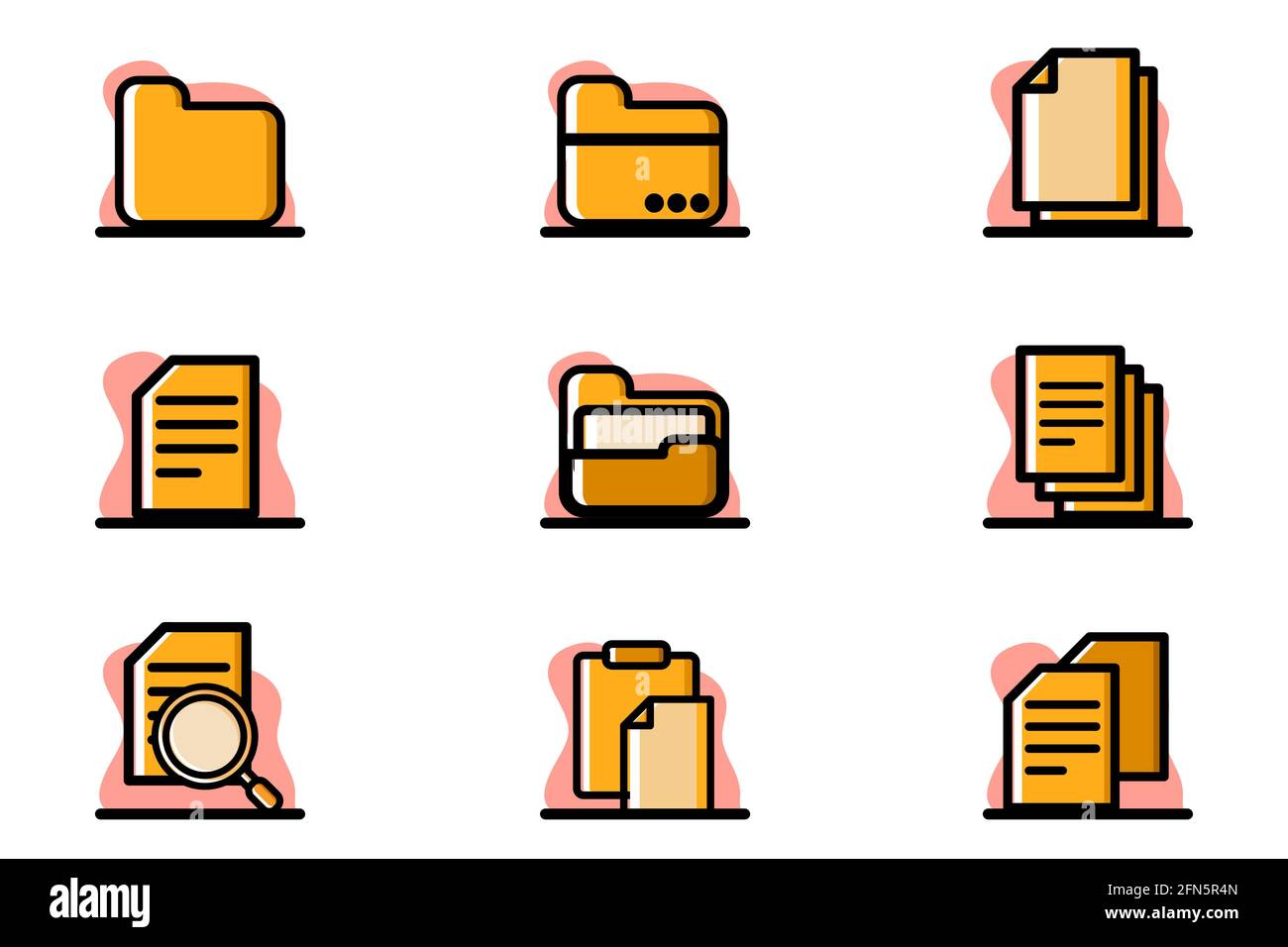 File Document Konzeptueller Vektor Illustration Icon Design Set perfekt für Website, Präsentation, Anwendung, Social Media und mehr. Symbolsatz o Stock Vektor