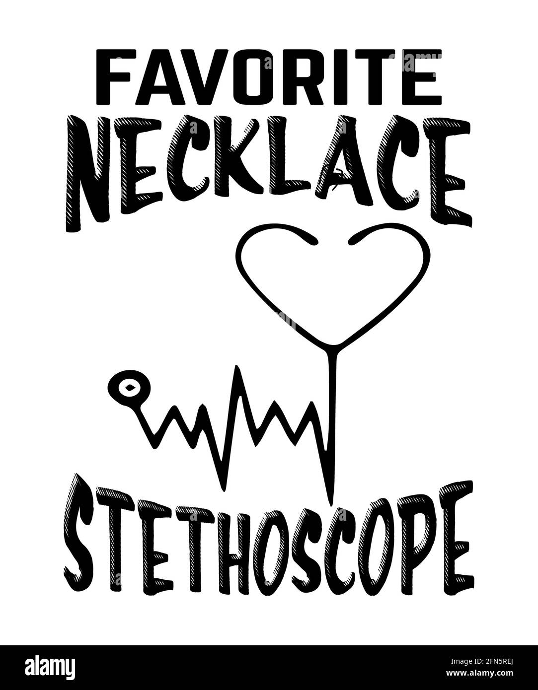 Die beliebteste Halskette ist ein Stethoskop mit Herzschlag für medizinische Fachkräfte. Es könnten Ärzte, Krankenschwestern, medizinische Mitarbeiter, wichtige Mitarbeiter, med Stockfoto