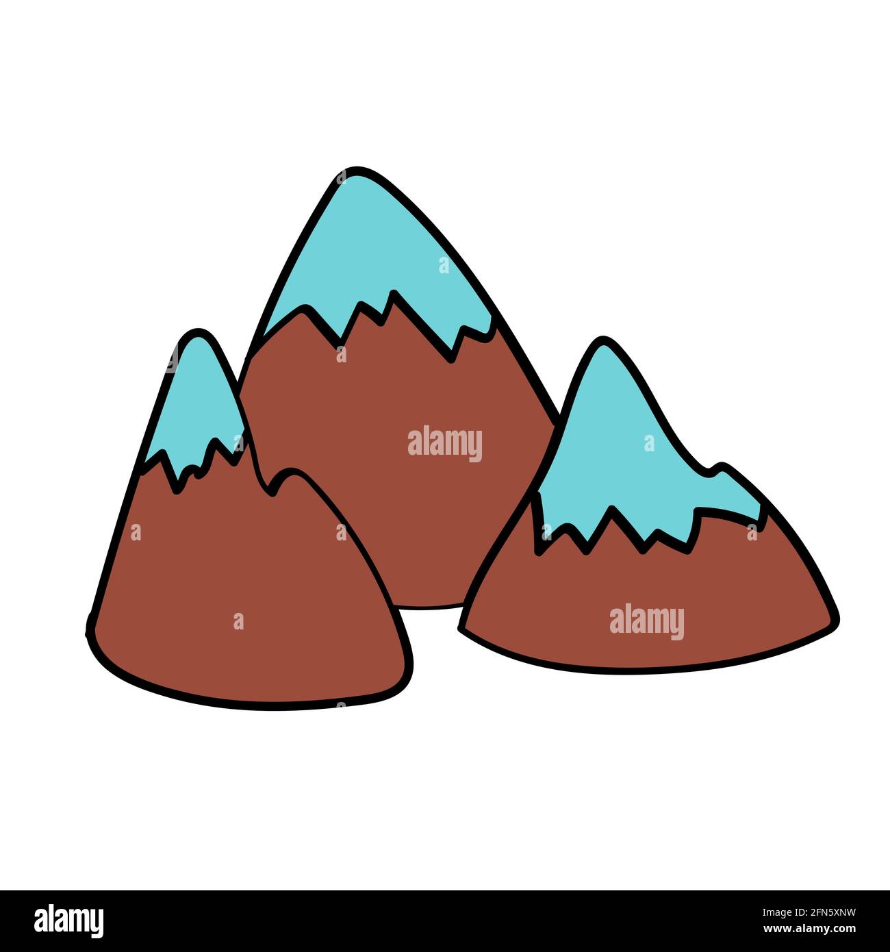 doodle Mountain und Snow Picks handgezeichneter Stil Stock Vektor