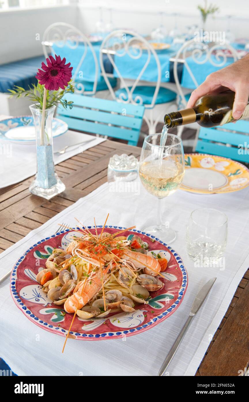 Meeresfrüchte-linguine Stockfoto