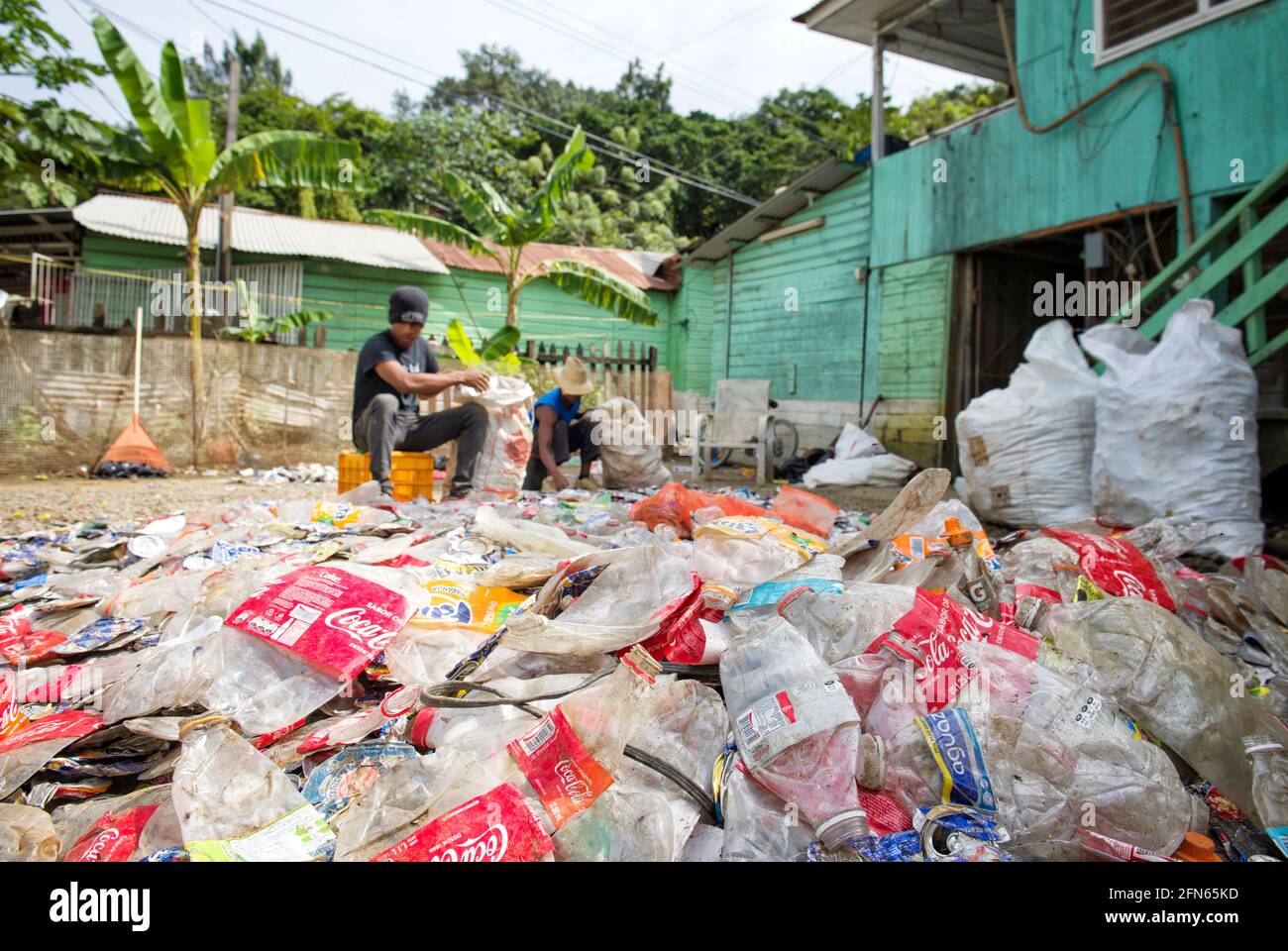 Recycling von Kunststoffabfällen Stockfoto