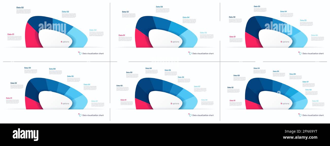 Vektor-Kreisdiagramm Infografik-Vorlagen in Form von abstrakten Form. 4 5 6 7 8 9 Optionen Stock Vektor