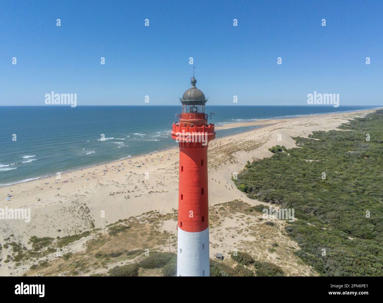 Frankreich, Charente Maritime, La Tremblade, Leuchtturm La Coubre, Charente Maritime (Luftaufnahme) Stockfoto