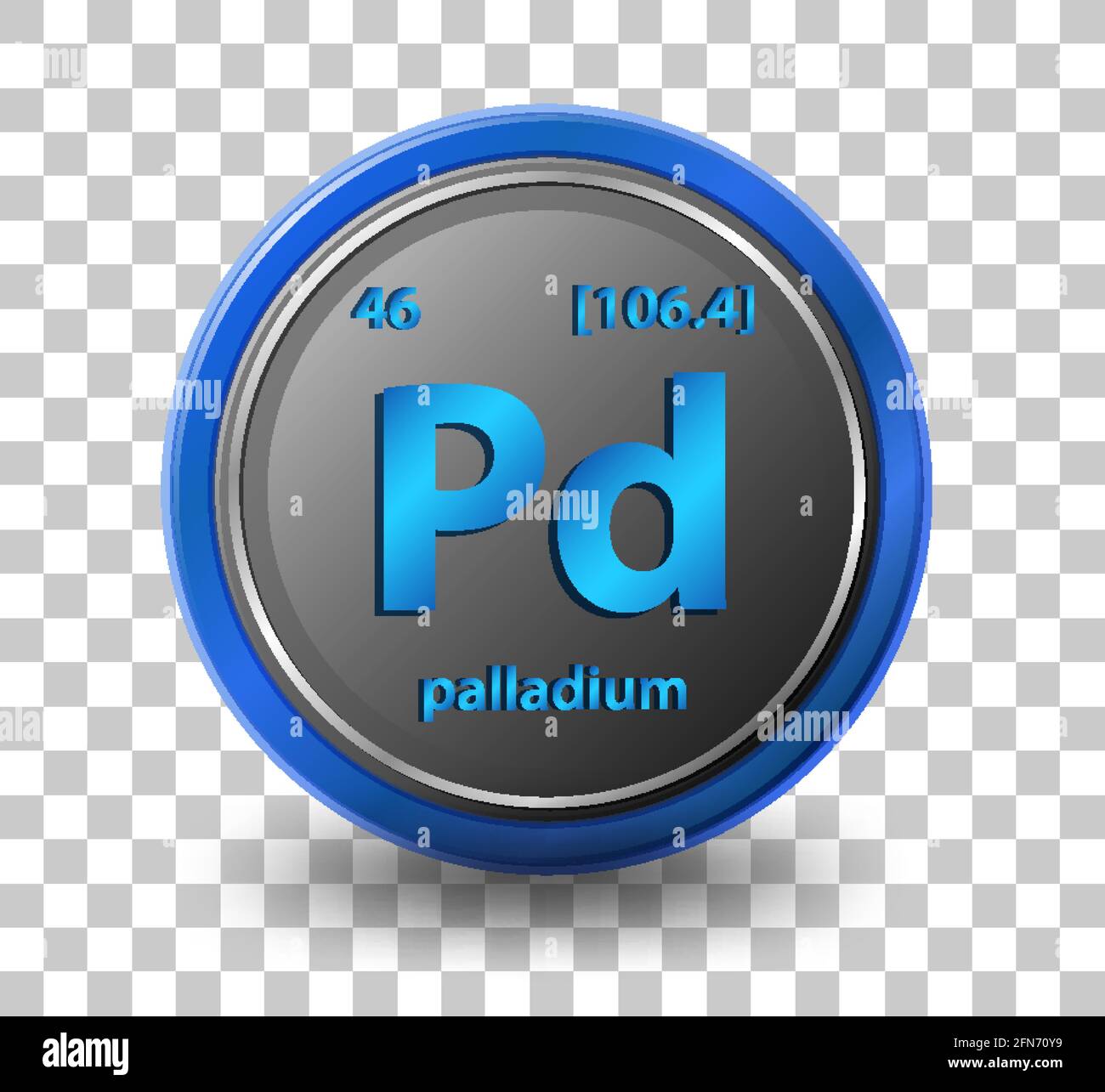 Palladium-chemisches Element. Chemisches Symbol mit Ordnungszahl und atomarer Masse. Abbildung Stock Vektor