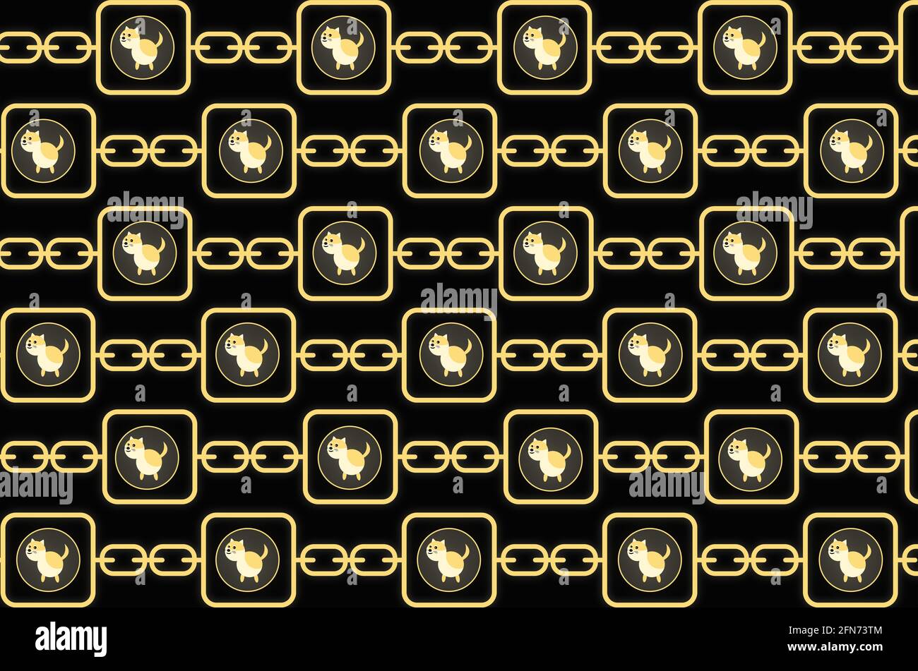 Doge Münze Blockchain Krypto aktuelle Illustration Stockfoto