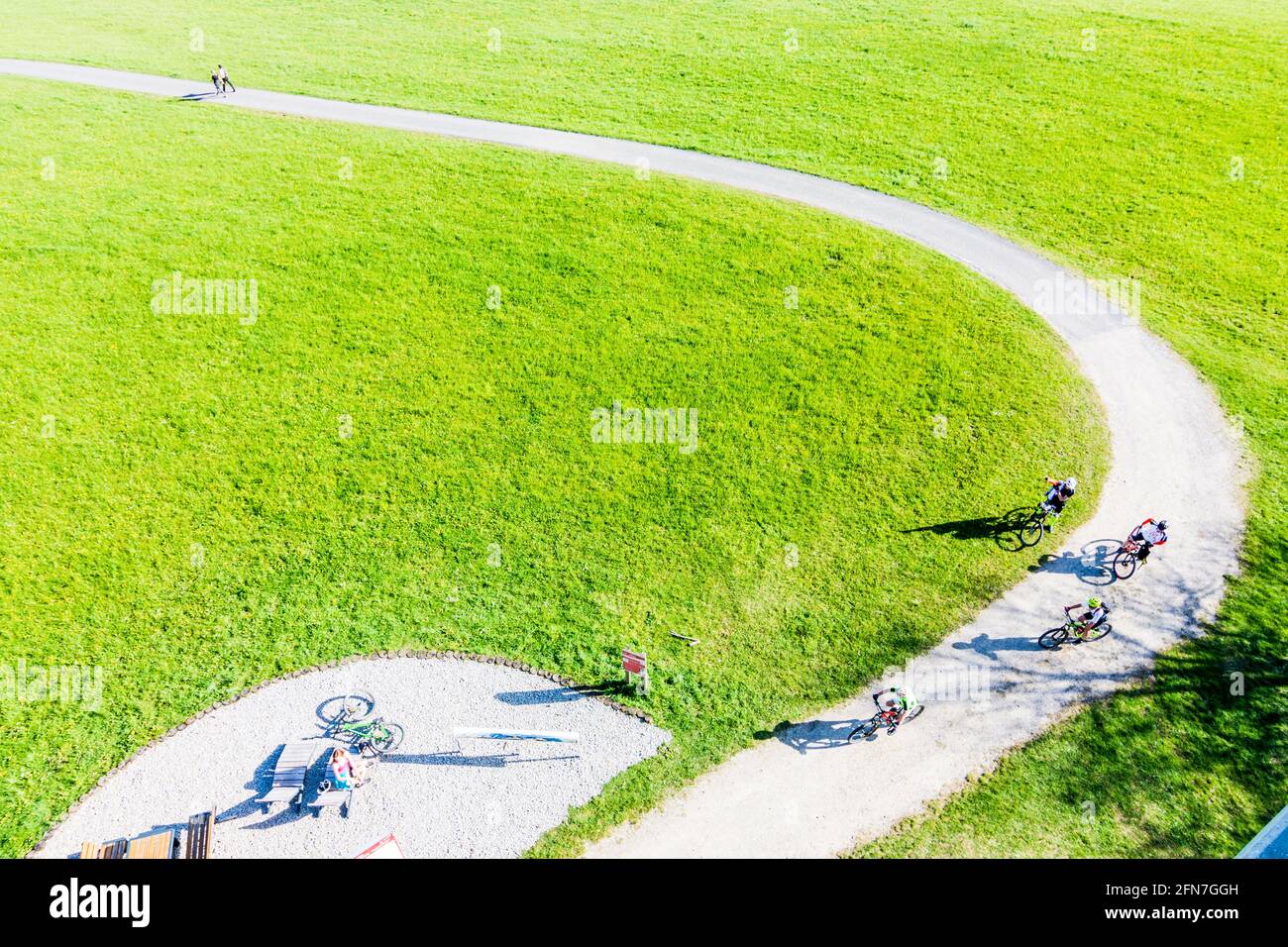 Weistrach: Radfahrer auf dem Plattenberg in Mostviertel, Niederösterreich, Niederösterreich, Österreich Stockfoto