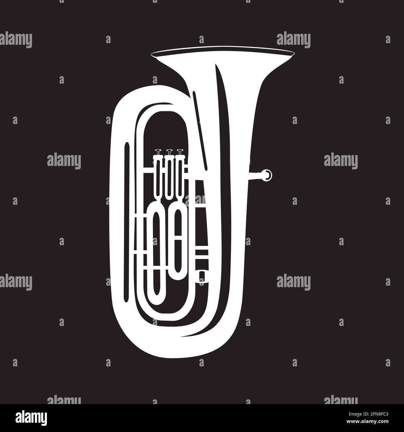 Tuba-Vektor-Illustration, weiße Vorlage Stock Vektor