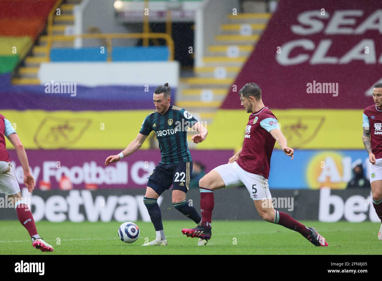 BURNLEY, GROSSBRITANNIEN. 15. MAI Jack Harrison von Leeds United beim Premier League-Spiel zwischen Burnley und Leeds United in Turf Moor, Burnley am Samstag, 15. Mai 2021. (Kredit: Pat Scaasi, Mi News) Kredit: MI Nachrichten & Sport /Alamy Live Nachrichten Stockfoto