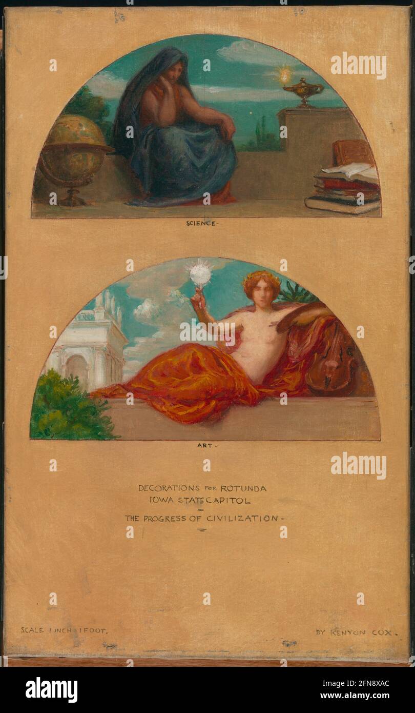 The Progress of Civilization: Science and Art (Wandmalerei, State Capitol, des Moines, Iowa), 1905-1906. Stockfoto