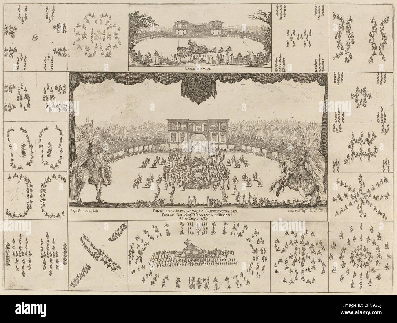 Turnier in Florenz für die Hochzeit des Großherzogs Ferdinand II., 1637 ausgeführt. Stockfoto