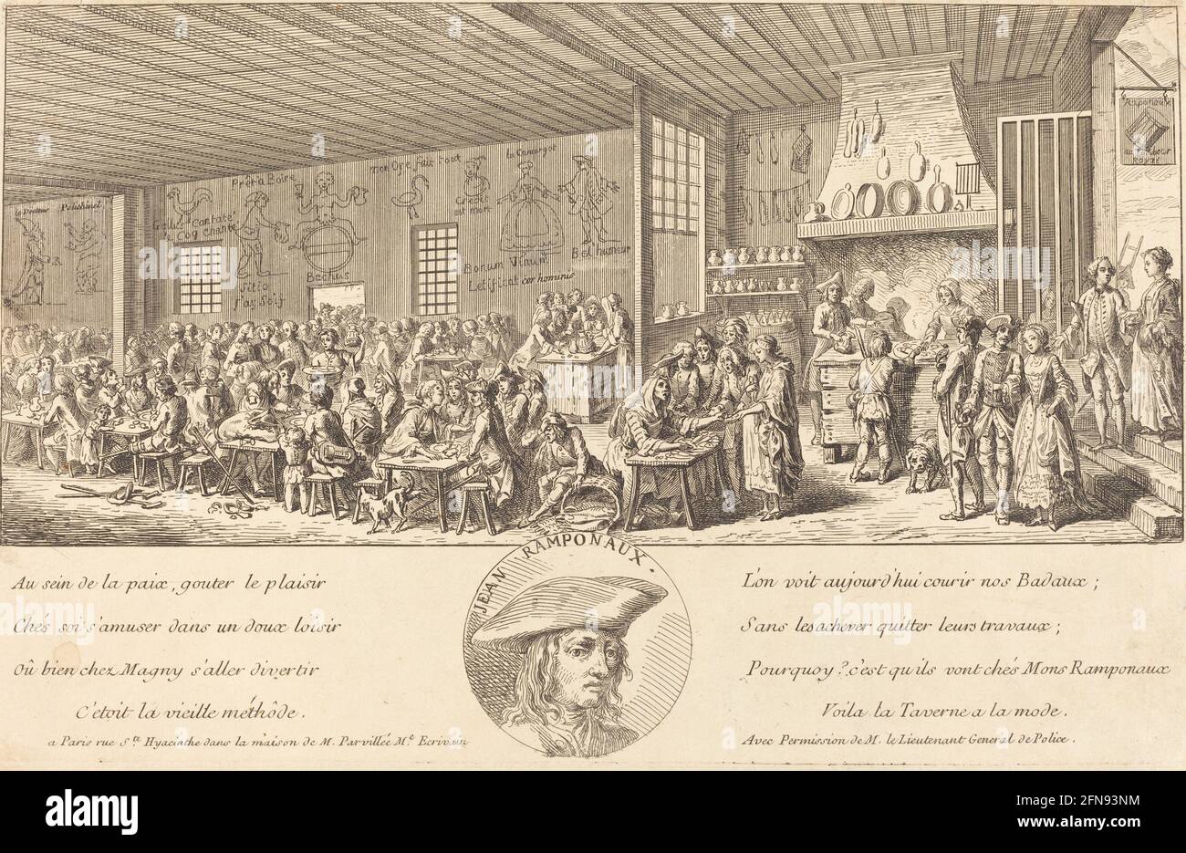 Cabaret von Ramponaux, c. 1760. Früher Beno&#xee;t-Louis PR&#xe9;vost zugeschrieben. Stockfoto