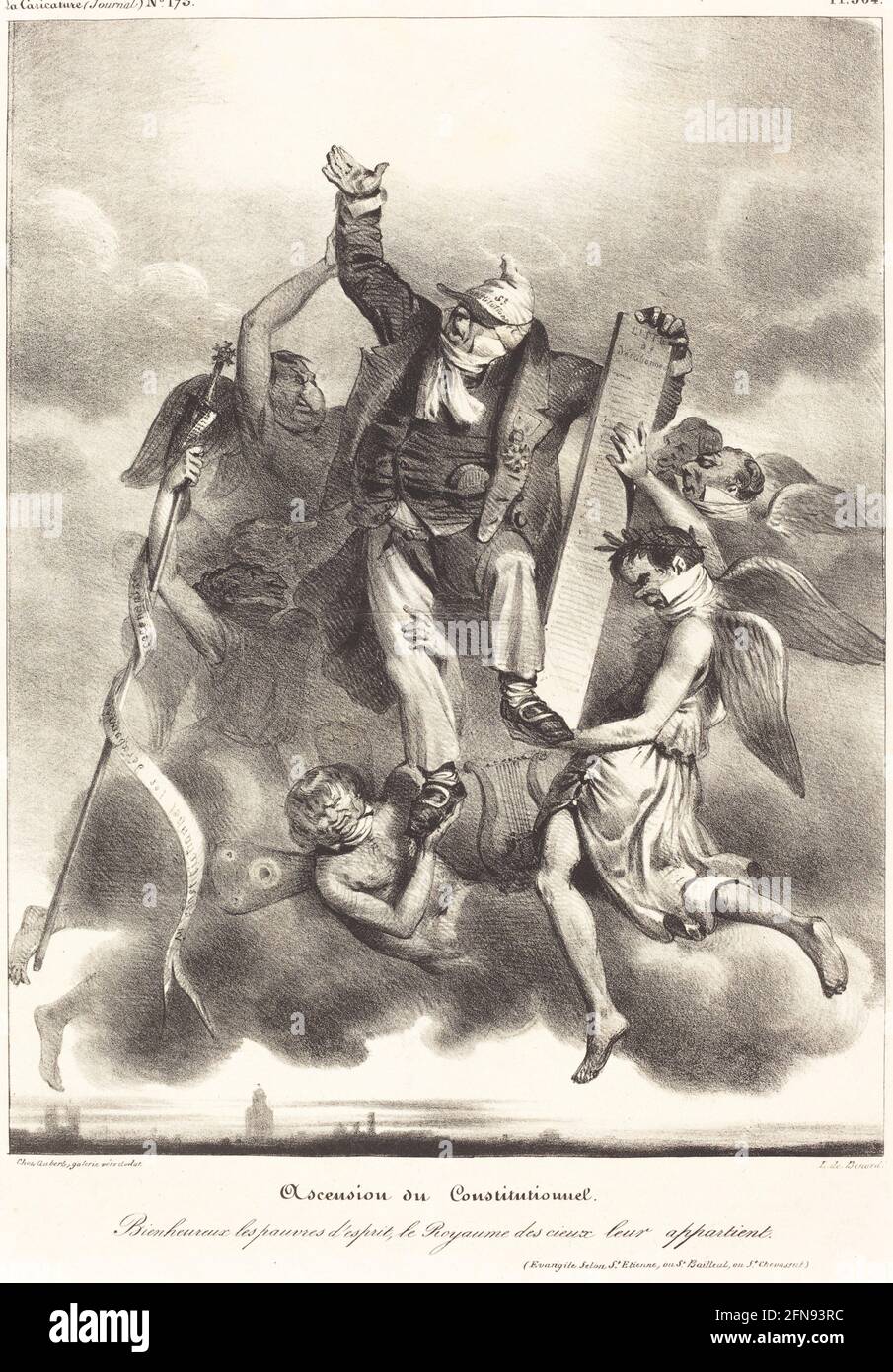 Ascension du Constitutionnel, 1830/1835. [Bienheureux les pauvres d'Esprit, le Royaume des cieux leur appartient. Selig sind, die im Geist arm sind, denn ihr ist das Himmelreich]. Stockfoto