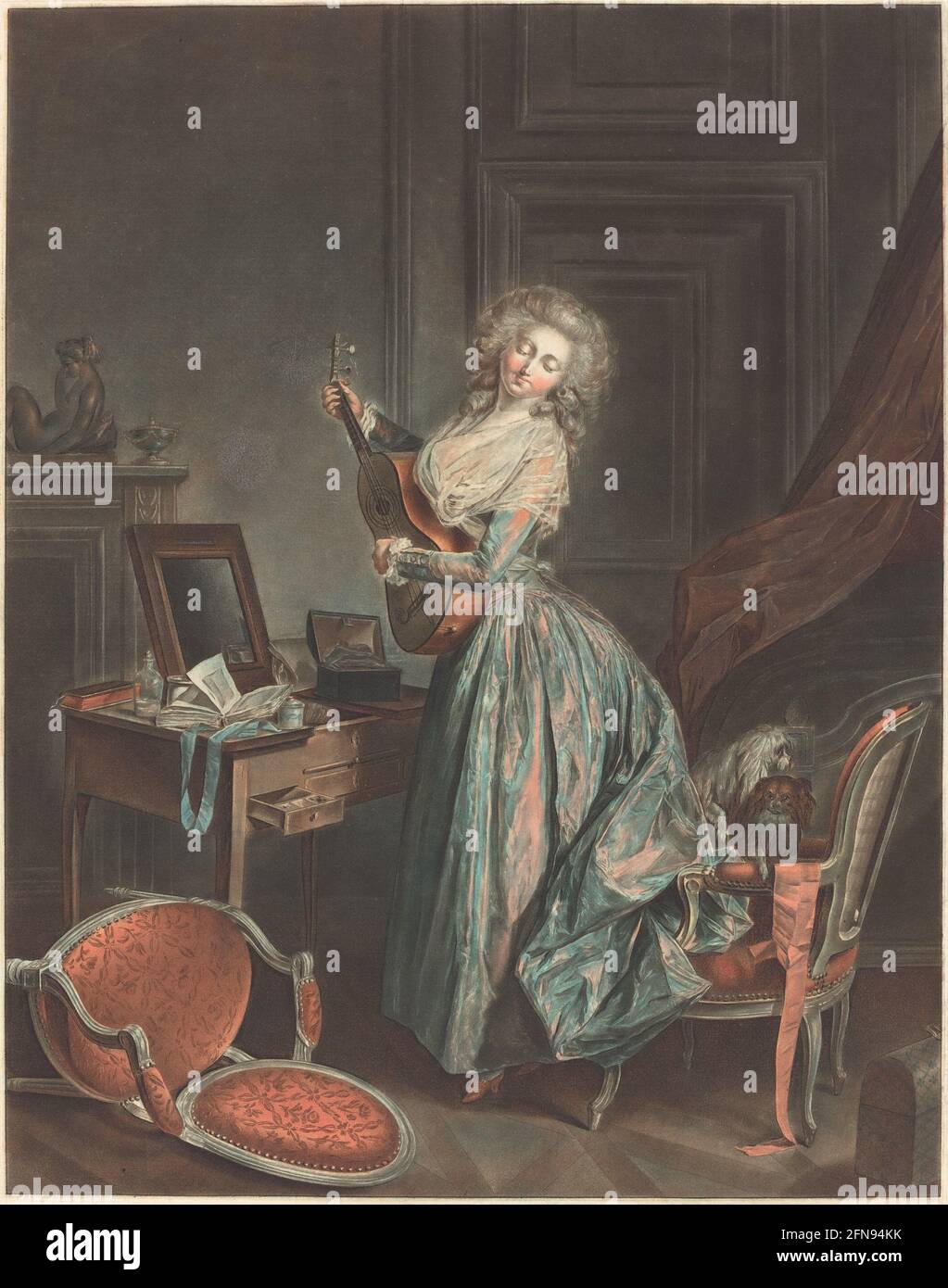 Eine Frau spielt Gitarre, 1788/1789. Stockfoto